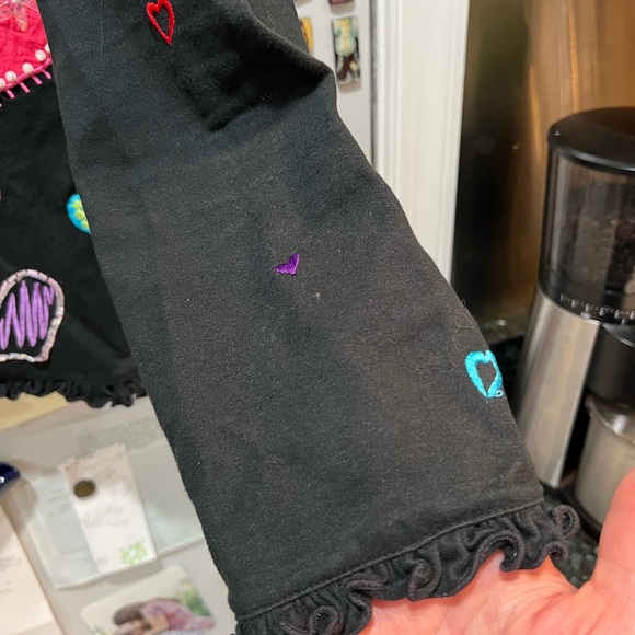 Michael Simon embroidered heart design cotton-cropped cardigan -Large- VG cond. - Picture 3 of 10